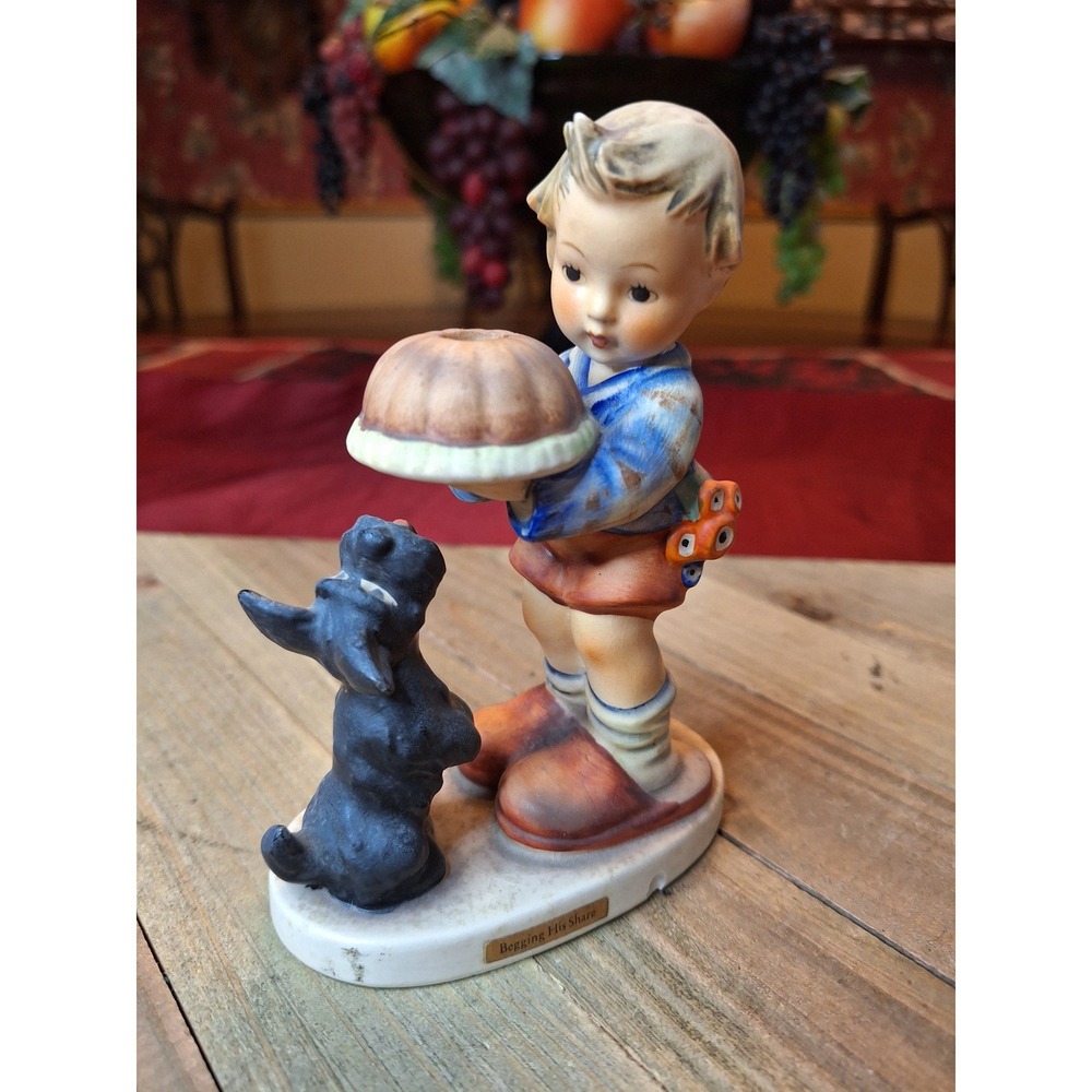 Goebel Hummel Begging His Share Figurine 361 Boy Dog Cake West Germany Vintage